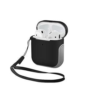 WITHit Sport Cover Compatible with Apple AirPods, Soft, Durable Silicone and Hard Protective Shell, Protective Earbud Cover – Wireless Charging Compatible AirPod Case (Black/Grey)