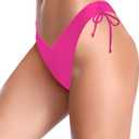 SHEKINI Women's Bikini Bottom V Cheeky High Cut Thong Tie Side Swimsuit Bottom Brazilian Swim Bottom (L)