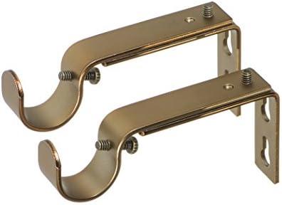 Ivilon Adjustable Brackets for Curtain Rods - for 7/8 or 1 Inch Rods. Set of 2 - Warm Gold