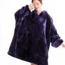 Aemicion Oversized Wearable Blanket Hoodie,Super Cozy Sherpa Hoodie Blanket, Big Thick Warm Soft Blanket Sweatshirt for Women Men-Dark Purple (Adult)