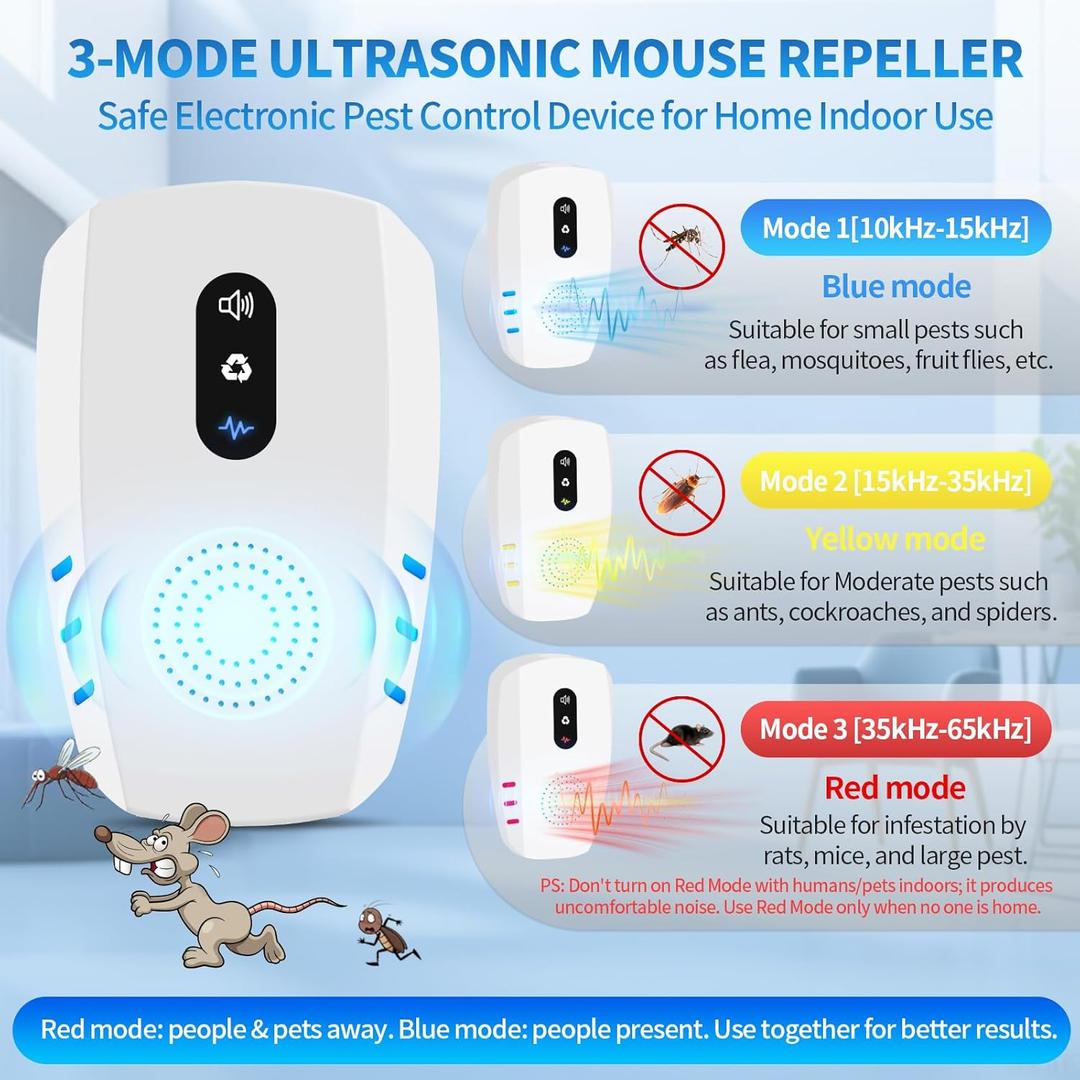 2026 Cvtayn Upgraded Ultrasonic Pest Repellent Indoor Insect Repeller,Pest Control,Repellent Roach,Mouse,Bugs,Mosquito,Mice,Spider, Ant,Rodent Repellent Ultrasonic Plugin,3 Mode Switching,6 Packs