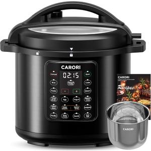 1200W 12-in-1 Electric Pressure Cooker 8Qt, Stainless Steel Pressure Cooker, Slow Cook Rice Cooker Steamer Saut, Yogurt Maker, Warmer & Sterilizer with Recipe, Safer Venting Design, Black