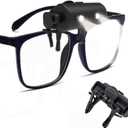 Night Light Flashlight Light up Glasses 2 Pack Rechargeable led lamp, Clip On of Any Style of Glasses, Convenient to Crochet Light, Mini Light, Funny lamp, Emergency Clip on