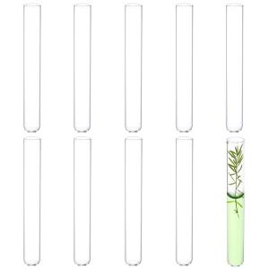 10pcs 110ml Borosilicate Glass Round Bottom Test Tubes, 30mmx200mm Clear Glass Test Tubes for Scientific Experiments, Decorations, Plant Propagation and Holiday Gifts