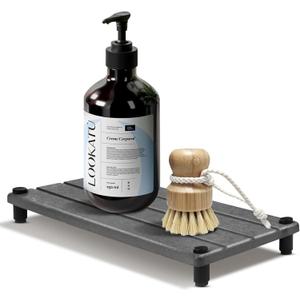 Drying Stone Tray, 11" x 4.3" Instant Dry Sink for Bathroom & Kitchen Counter, Water Absorbing Stone Tray for Sink, Diatomite Absorbent Coasters, Dish Soap Dispenser Sponge Holder