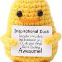 Pack of 2, KICOSOADT Inspirational Positive Crochet Duck Emotional Support Doll for Mental Health Improvement Cute Decoration for Home and Office