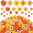 240 Pcs Artificial Fabric Daisy Flower Head for Crafts, 3 Size Faux Flower Easter Decoration Fall Outdoors Decor, Fake Daisy Heads Decor for Garland Wedding Vase DIY Wreath(Autumn Colors)