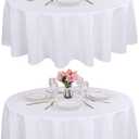 Kesfey 90 Inch Round Table Cloths White 2 Packs Stain and Wrinkle Polyester Tablecloths Washable High Density Tablecovers Fabric Table Covers for Wedding Celebration Buffet Camping Banquet Parties