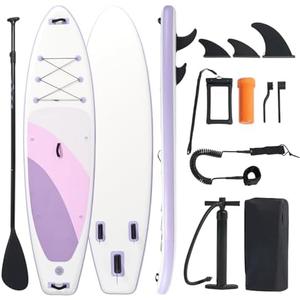 Inflatable Stand Up Paddle Board 10'6" x 33" x 6", 350 LBS Capacity Beginner-Friendly SUP Board with Paddle, Pump, Backpack, Leash, Waterproof Phone Bag and 3 Fins for Lake, Ocean or River Fun