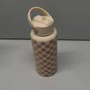 Checkerboard Water Bottle 32oz Stainless Steel with Lid & Straw, Beige Checker Insulated Bottles for Women Girls, Gift Idea for Christmas Birthday