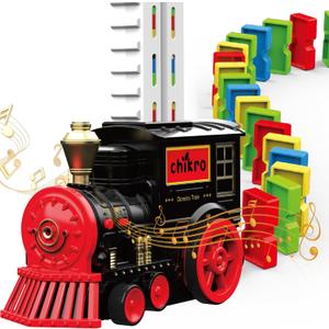 Domino Train Toys Games for Kids - Automated Dominoes-Placing Model Train for Toddlers Age 3-4 Montessori Toys for 3-4 Year Old boy (Black)