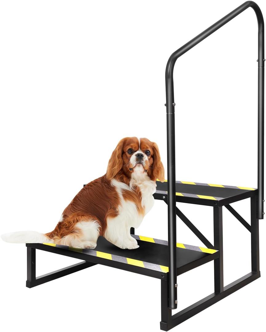 2 Step RV Stairs, Hot Tub Steps, Outdoor Spa Step Ladder with Handrail,Portable Economy 5th Wheel Stair for Travel Trailer, Motor Home, Camper and Porch with Non-Skid Tapes