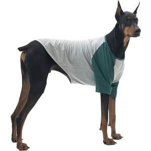 Dog Shirt for Small and Large Dogs Raglan Cotton T-Shirts Soft Breathable Dog Shirts pet Clothes Gray Series (5X-Large, Gray/Green)