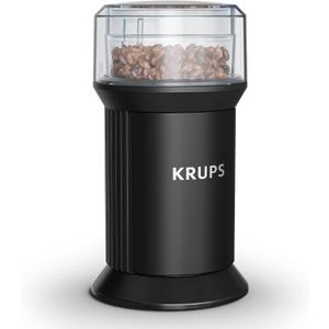 KRUPS Electric Blade Coffee Grinder 1.6 Oz, Adjustable Coarse to Fine for the Perfect Espresso, Grind Coffee Beans, Spices & Herbs, Removable Dishwasher Safe Bowl, Black