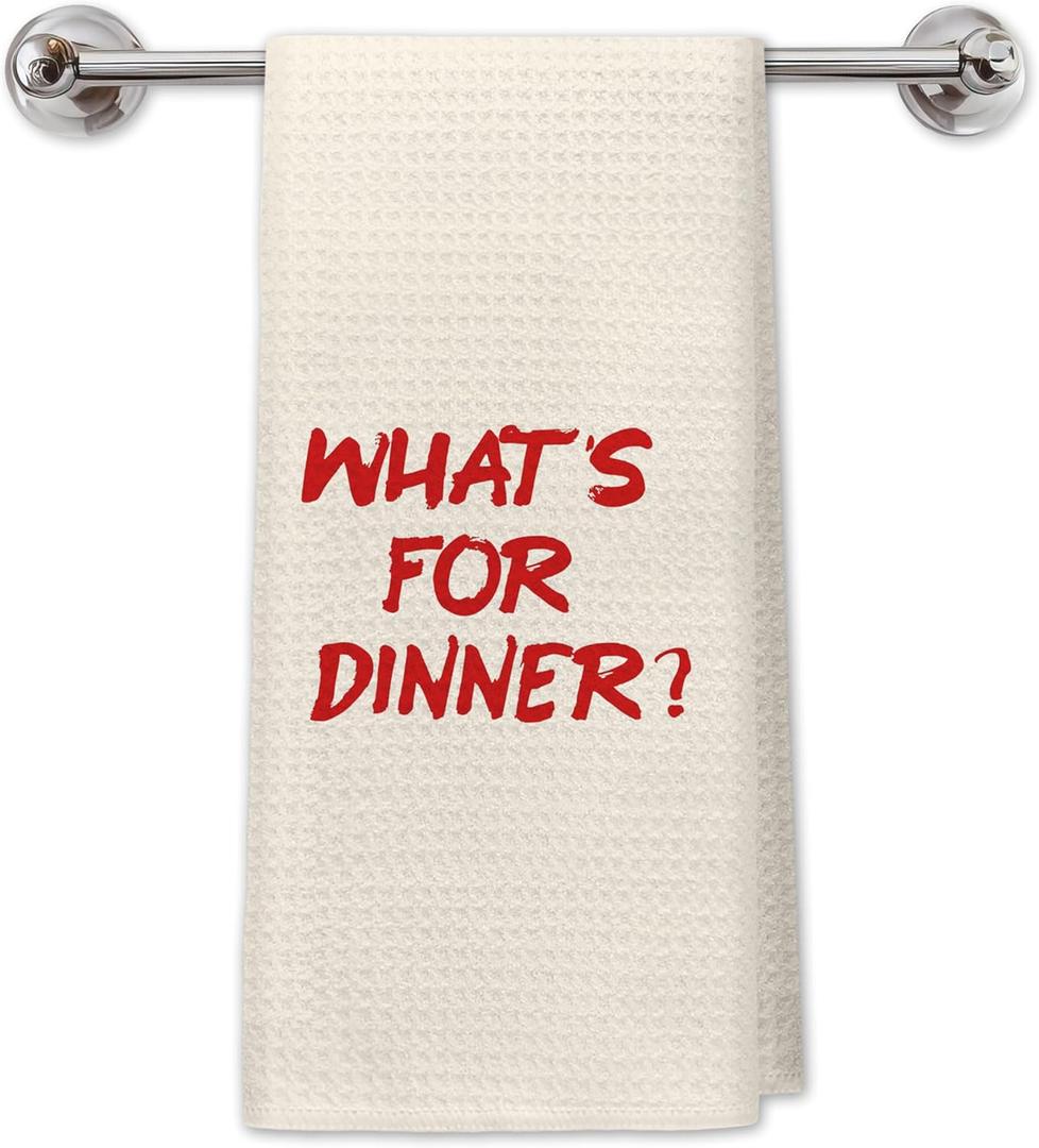 Trendy Minimalist Kitchen Towels, Retro Mid Century Modern Dish Tea Towels for Kitchen Dining Room Decor, What's for Dinner Decorative Hand Towels, 16x24 Inch