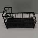 Cisily Sponge Holder for Kitchen Sink, Sink Caddy Organizer with High Brush Holder, Kitchen Countertop Organizers and Storage Essentials, Rustproof 304 Stainless Steel (Black, 9.25)