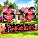 Graduation Party Decorations Red Black Graduation Banner Balloons Set Congrats Grad Yard Banner with 18pcs Balloons for Class of 2025 Party Sign Decor College High School Prom Party Supplies Outdoor