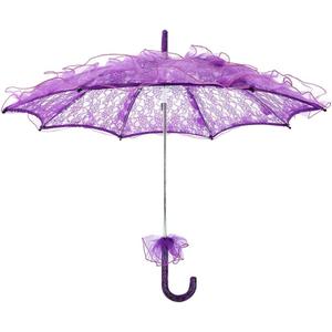 Fdit Bridal Lace Cotton Umbrella Parasol Costume for Wedding Parties Dancing Photography Prop (Purple)