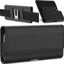 CoverON Holster for Samsung Galaxy S25 S24 S23 S22 S21 S20 S10+ /Galaxy Note 10 /J3 A10e A01, Cell Phone Case Belt Clip Magnetic Close Carrying Leather Pouch (Fits with Otterbox or Any Case on)