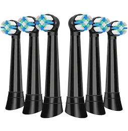 6 Pack IO Replacement Brush Heads Compatible with Oral B iO 2/3/4/5/6/7/8/9/10/Deep Clean Series Electric Toothbrushes, MediumHard Bristles IO Toothbrush Head Compatible with Oral B (Black)