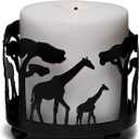 Pillar Candle Holders, Animal Candlestick Holder, Vintage Giraffe Silhouette Candles Tray, Safari Tea Light Candle Stand for Restaurant, Forest Theme Decor, Black Candle Holder for Living Room, Giraffe