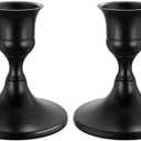 zeochyni Black Taper Candle Holders Set of 2, Vintage Metal Candlestick Holders for Dinner Room Table Centerpiece or Mantel Wedding Party Decor
