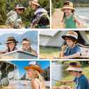 Outdoor Kids Sun Hat Quick Dry Bucket Hat Multiple Color Patchwork for Boys Girls 8-15 Years UPF 50+ Summer Beach Hats (Black)