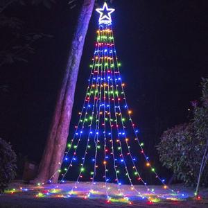 PUHONG Christmas Decoration Outdoor Star String Lights, 16.4Ft Christmas Tree Toppers Lights 320 LED 8 Modes with 12" Lighted Star for Halloween Christmas New Year Holiday Birthday (Multicolored)