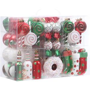 Sea Team 80-Pack Assorted Shatterproof Christmas Ball Ornaments Set Decorative Baubles Pendants with Reusable Hand-held Gift Package for Xmas Tree (Elf)