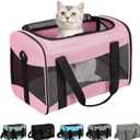 Cat Carrying Case - Pet Carrier Airline Approved, Protable and Breathable Pet Travel Carrier Removable Fleece Pad, Collapsible Cat Carrier Dog Carrier for Medium Cats Small Cats Dogs (X-Large, Pink) (20.0"L x 13.0"W x 13.0"H)