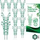 12 Pack Stackable Plant Trellis for Potted Plants, Garden Trellis Supports Peas, Ivy & Flowering Vines, Plastic Climbing Plant Support (Green)