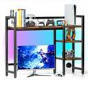 Desktop Organizer Shelf, 38.5" Desk Hutch with RGB Light Strip - 16 Colors & Music Sync, 4-Tier Display Shelf Rack for Monitor, Desktop Bookshelf Storage, Wood Desk Shelf for Gaming & Home Office Dorm