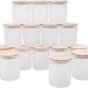 SHOWIN 10 OZ Thick Candle Jars for Making Candles 15 Pcs, Empty Jars with Wood Lids for Candle Making, Sample Container, Frosted White