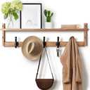 Tatub 29'' Coat Rack Wall Mount with Shelf, Wood Wall Hooks with Storage, Entryway Shelf with 5 Hangers for Bathroom, Living Room, Bedroom, Rustic Brown