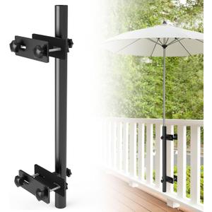 Linone Patio Umbrella Holder for Deck Railing, Adjustable Deck Umbrella Mount Outdoor, Attachable to Railing Mounting Brackets, Maximizes Deck Space