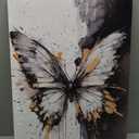 Butterfly Canvas Wall Art Black and White Watercolor Picture Abstract Gold Butterfly Painting Prints Animal Art for Living Room Modern Home Office Wall Decor Framed(Art-6,16.00x24.00 inch)