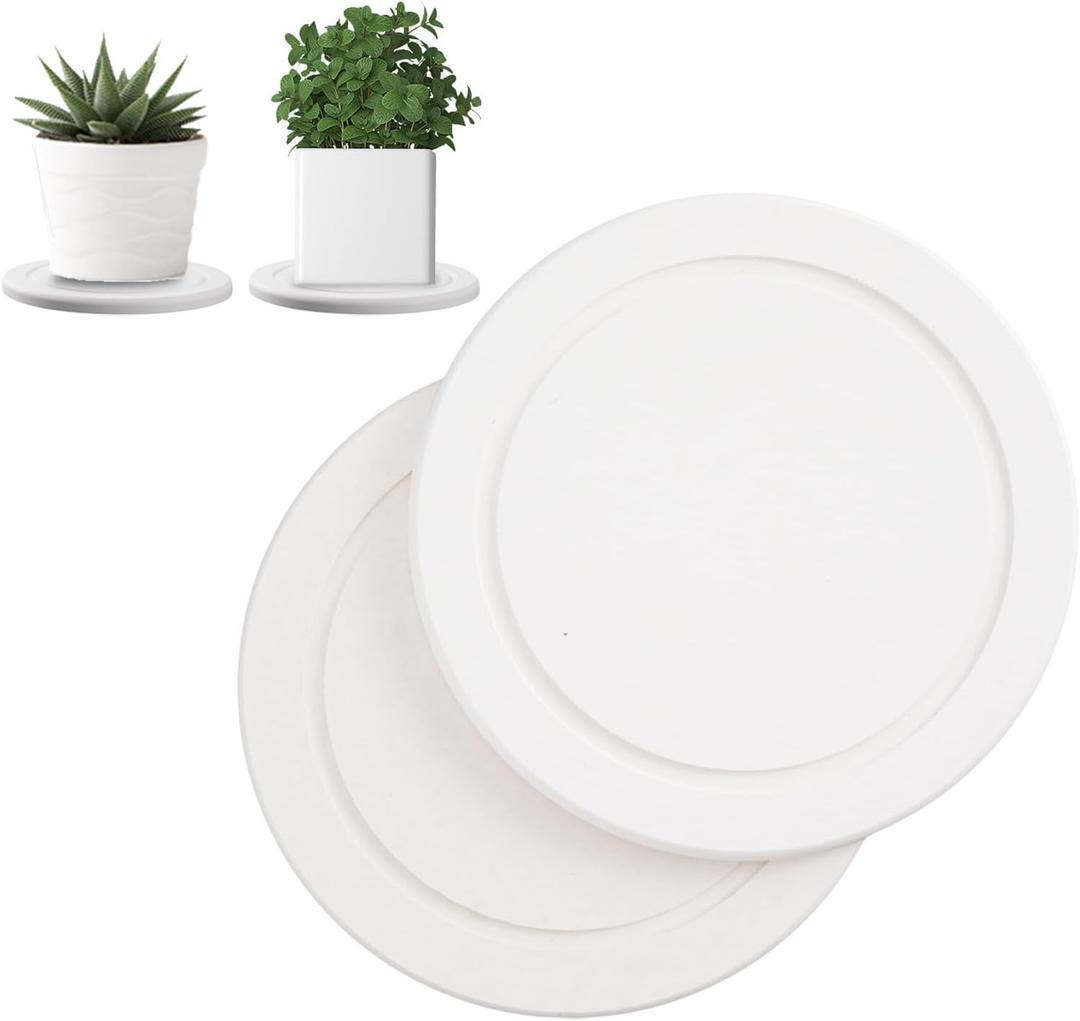 2Pcs Plant Saucer for Indoor 6 inch Instant Dry Plant Tray Diatomaceous Earth Round Plant Drip & Drainage Trays for Indoors, Off - White