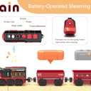 Toy Train Electric Train Set for Wooden Tracks, Christmas Motorized Train Toys for Toddlers, Battery Operated Train Includes Lights, Sounds, Smoke, Steam Train Compatible with Thomas, Brio, Small to Medium