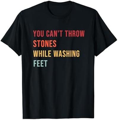 Can't Throw Stones While Washing Feet T-Shirt Size L (Navy Blue)