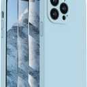 FireNova Designed for iPhone 13 Pro Case, Silicone Upgraded [Camera Protection] Phone Case with [2 Screen Protectors], Soft Anti-Scratch Microfiber Lining Inside, 6.1 inch, Sky Blue