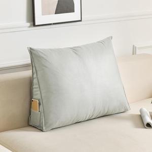 Triangular Headboard Backrest Bolster Pillow, Reading Pillow Backrest Cushion, Back Wedge Cushion Pillow Bedside Headboard Pillow for Sofa Bed Office Chair,70 * 20 * 50cm,Silvery