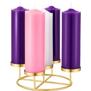 Newtay Christmas Advent Wreath Ring with 5 Pillar Candle Holder Advent Wreath Holder Table Decoration Xmas Metal Candlesticks Ring for Holiday Christmas Home (Gold,Candle Cup Diameter 2.04 inches) (7.87 Inches)