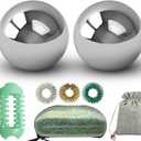 Stainless Steel Baoding Balls Set, 1.5 inch Chinese Health Massage Balls for Hand Therapy, Exercise, and Stress Relief, No Chime Handball