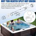2" Spa Hot Tub Heater Split Nut Unions with Screw and Heater Gasket, White Spa Heater Split Nut Replacement for Balboa Gecko (Actual Size 3 Inch, Split Nut for 2 Inch Heater Assemblies) - 2 Pcs