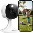 2K Security Camera Outdoor-2.4Ghz WiFi Indoor Camera with Phone App for Baby/Pet/Dog Monitoring, Color Night Vision with Motion Alert, 24/7 SD Recordings, Works with Alexa/Google Home, C1-White