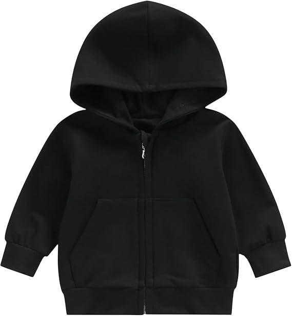 Toddler Girl Boy Sweatshirt Sets Half Zip Hoodies Outfit Fall Long Sleeve Shirts and Pants Neutral Clothes (Black, 5Y)
