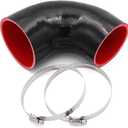 90 Degree 3 to 3-1/2 inch(76-89mm) Silicone Reducer Coupler Hose,4-Ply Reinforced,Length 4-in(102mm) with 2PCS clamps Turbo/Intercooler/Intake Piping Reducer Coupler