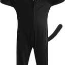 ESHOO Black Cat Costume for Kids Halloween Costumes Black Cat Onesie Girls Boys Unisex Dress Up Animal Jumpsuit 3-12Y (9-10 Years, Rose Red)