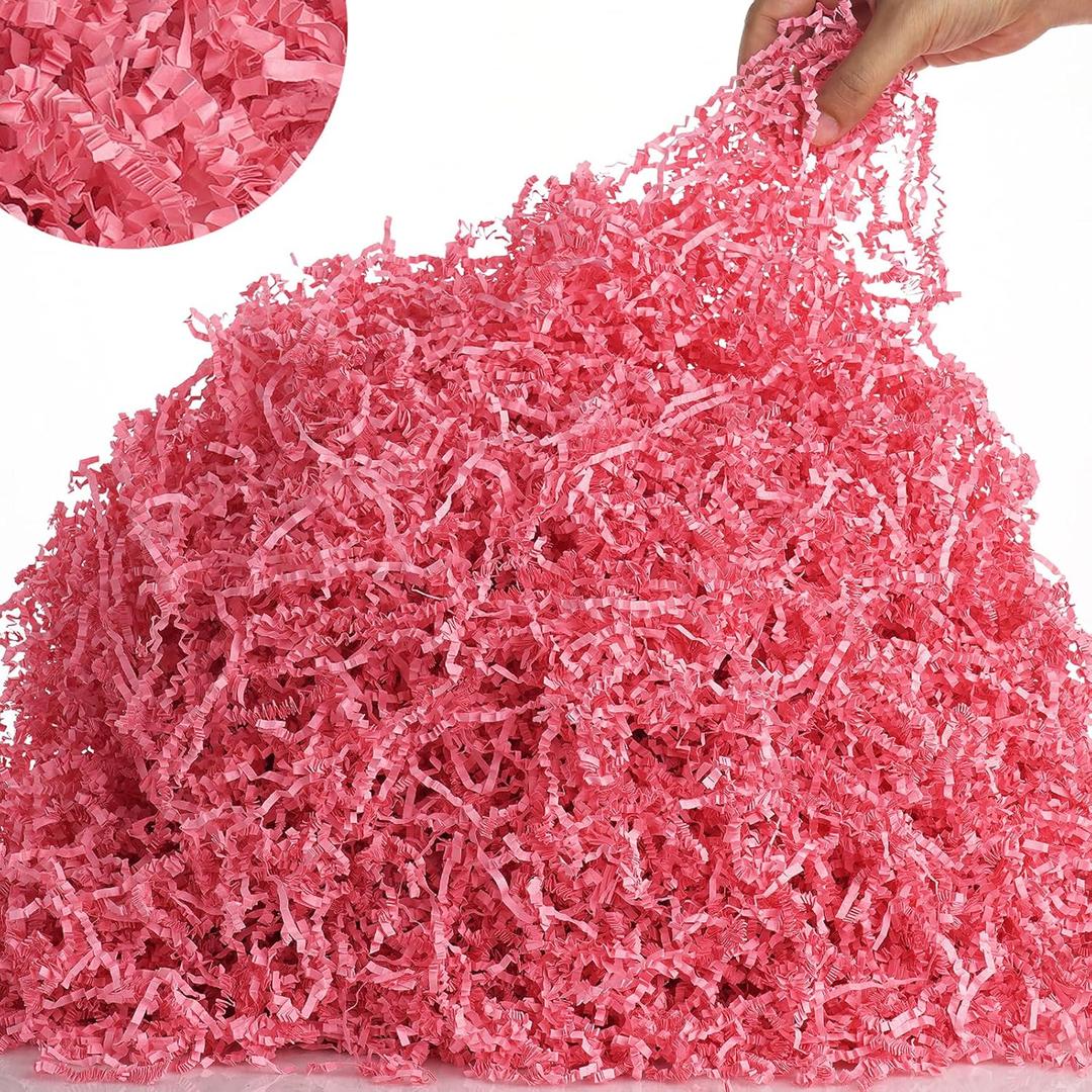 mxxkms 2.2 LB High - Capacity Pink Crinkle Paper Filler - Premium Shredded Paper, Tailored for Gift Baskets in Birthdays, Weddings, Christmas - Abundant Fill for Packaging and Diverse Craft Projects