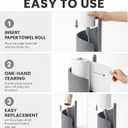 Paper Towel Holder Stand - Premium Wood Base with Metal Arm, Countertop Organizer for Kitchen & Dining Table Holds Mega Rolls, Rustic Home Decor-Gray, 11.5"L x 8.25"W